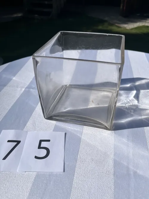 Vase  - Square Glass Cube - Clear Glass - REG