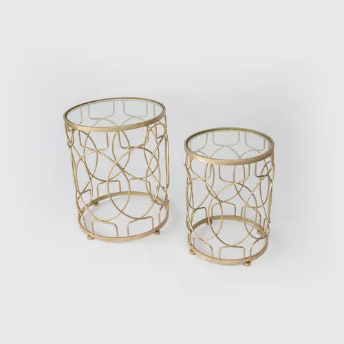 Gold Round Side Table Set of 2