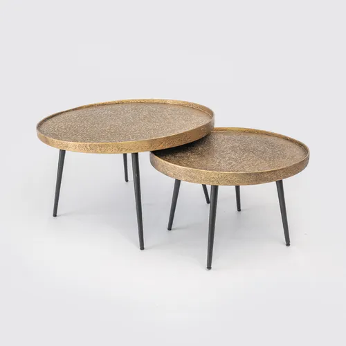 Rustic Gold Coffee Table Set of 2