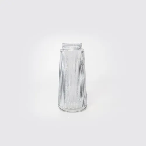 Grey Ribbed Flower Vase