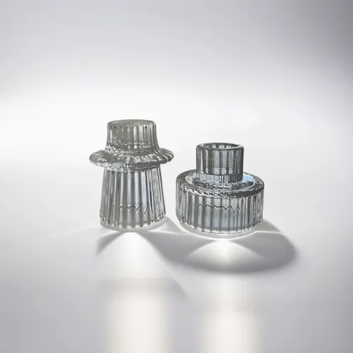 Ribbed Glass Candle Holders