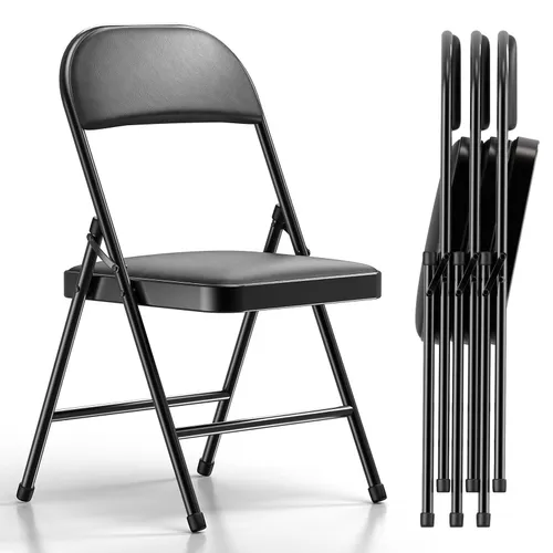 Black Folding Metal Padded Chair