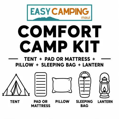 Comfort Camp Kit ( 6 person ) - Tent + Pad or Mattress + Pillow + Sleeping Bag + Lantern