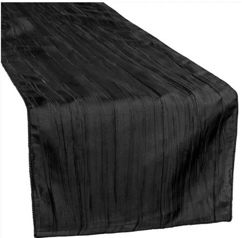 Accordian Crinkle Taffeta Table Runner Black