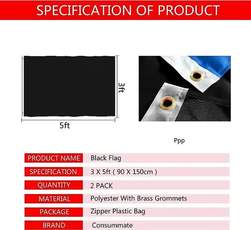 Solid Black Flag (3 x 2