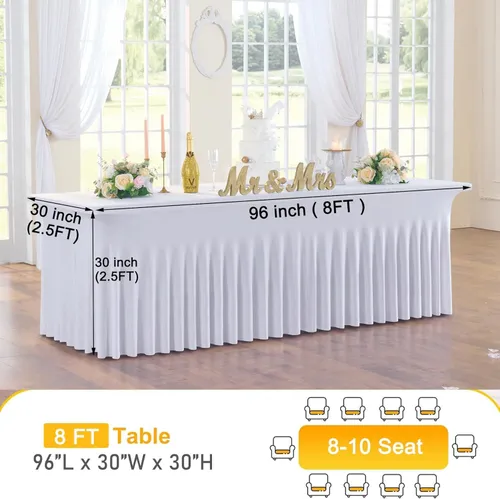 white 8ft rectangular table cover