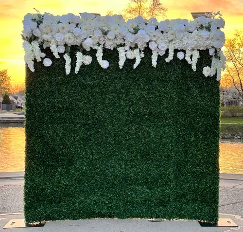 Green and White Floral Wall