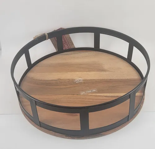 Wood/Black Tray Decor