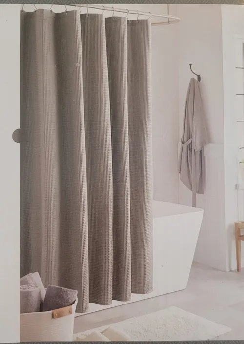 Grey Waffle Shower Curtain