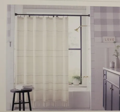 Cream/Black Shower Curtain