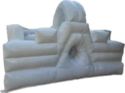 Brincolin inflable resbaladilla y puente blanco 4x3m