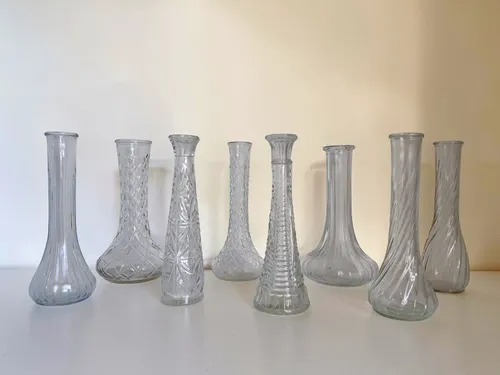 Medium Clear Glass Bud Vases
