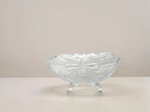 Large Clear Glass Bow Footed Bowl