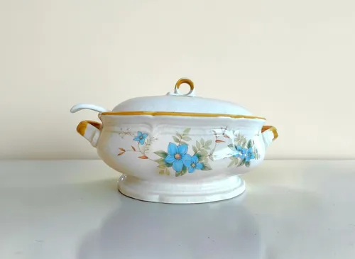 Blue Floral Covered Serving Dish