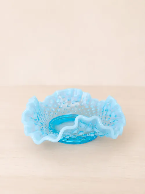 Blue Opalescent Hobnail Accent Bowls