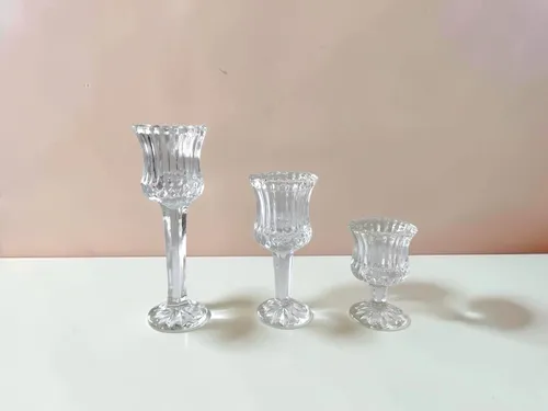 Set of 3 Clear Glass Votive Holders