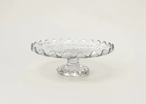 Large Clear Glass Ruffled Cake Stand