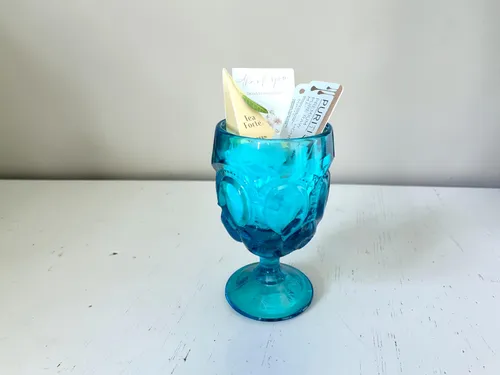 Assorted Vintage Blue Goblet Tea & Honey Gift