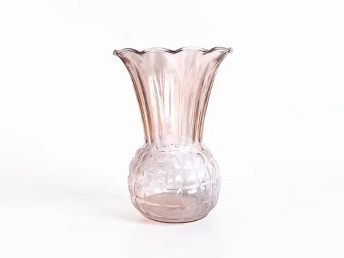 Pink Depression Glass Ruffled Vase