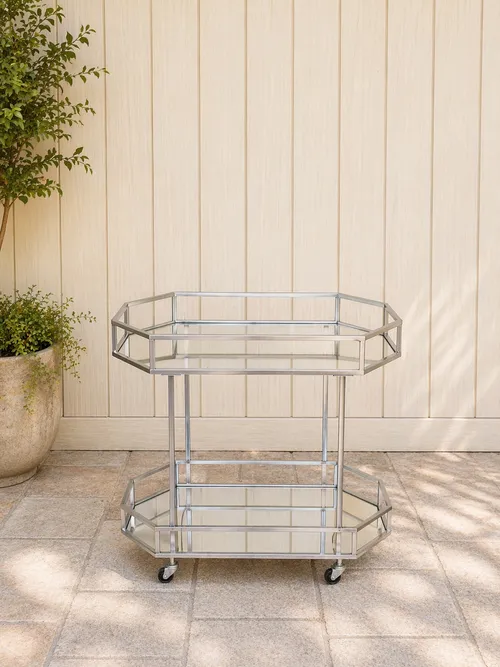 Silver Mirrored Bar Cart