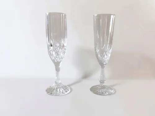 Vintage Clear Glass Champagne Flutes