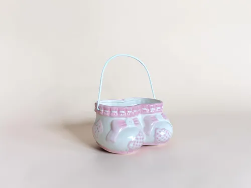 Pink Ceramic Baby Shoes Dish