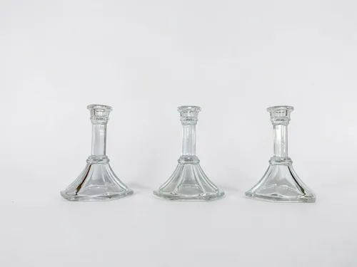 Clear Pressed Glass Taper Candlesticks