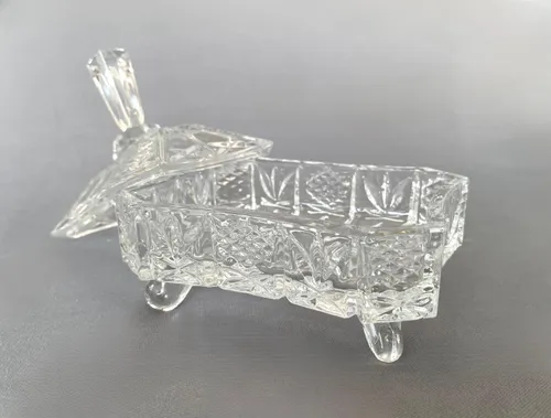 Antique Crystal Butter Dish with Lidded