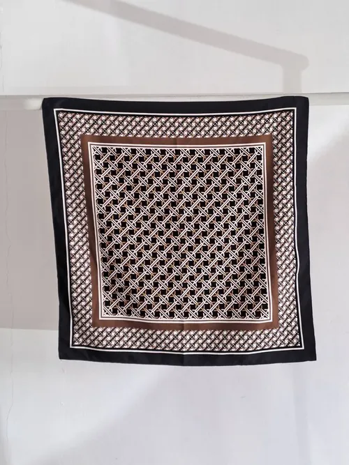 Black Head Scarf with Retro Print 