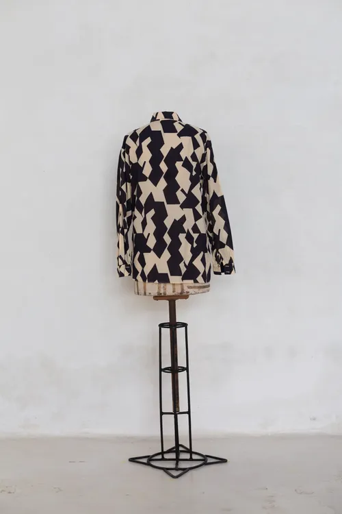 Black and Cream Patterned Shirt