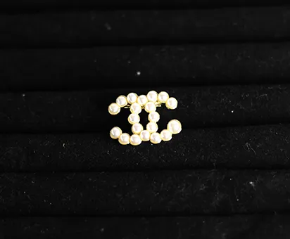 Chanel Logo Pearl Brooch