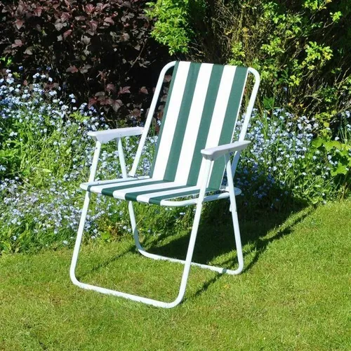 Striped Green Portable Chair