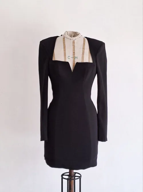 Black V-Cut Neck Mini Dress