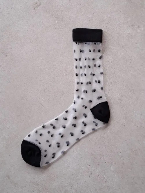 Black White Dotty Sheer Socks