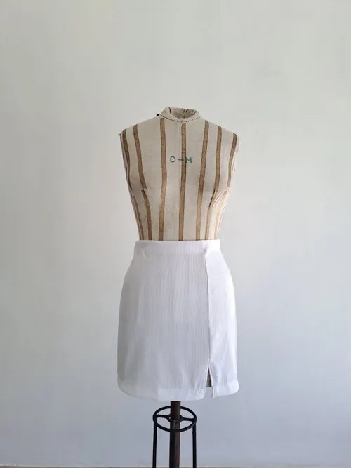 White Mini Slit Skirt