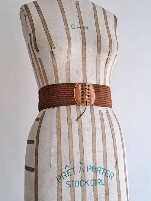 Brown Macrame Tie Belt