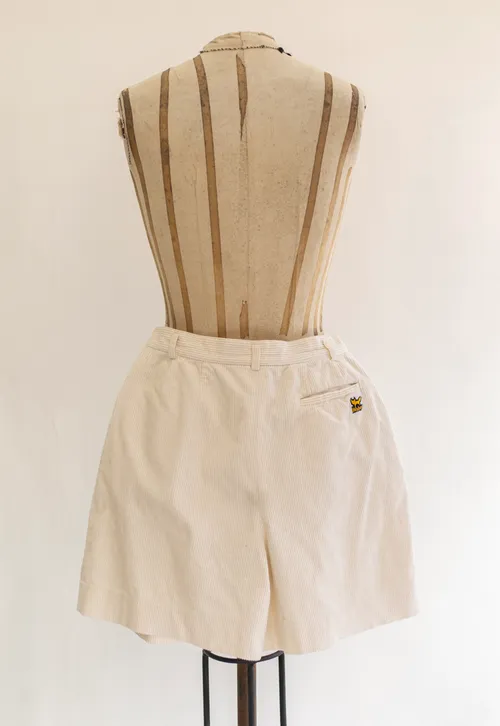 Cream Corduroy Shorts with Back Pocket