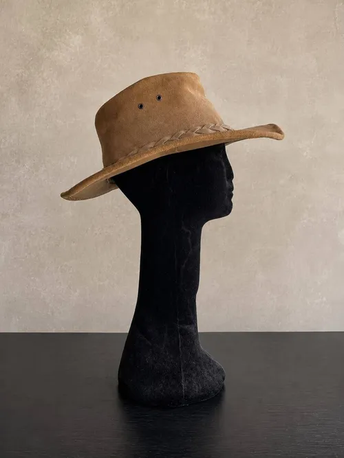 Cream Suede Braided Hat