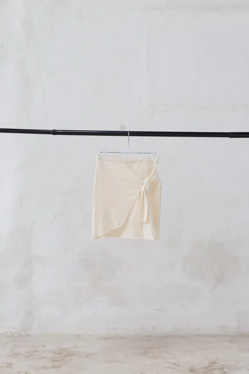  Off-White Skirt with Front Tie