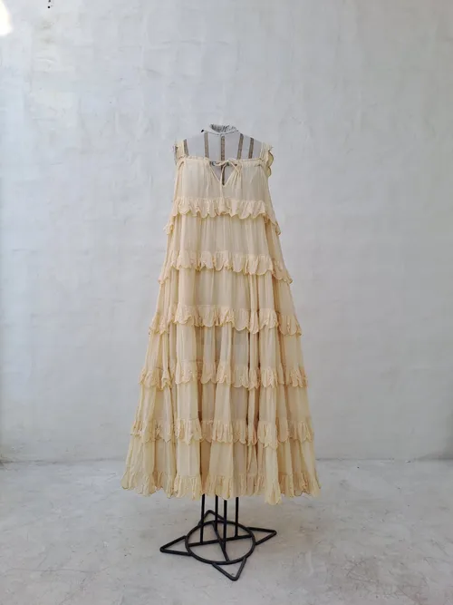 Innika Choo Yellow Long Dress with Ruffles