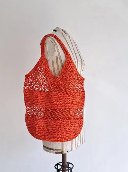 Orange Straw Tote Bags