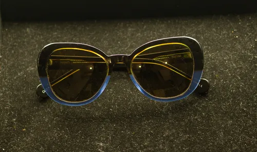 Brown Sunglasses with Blue Line