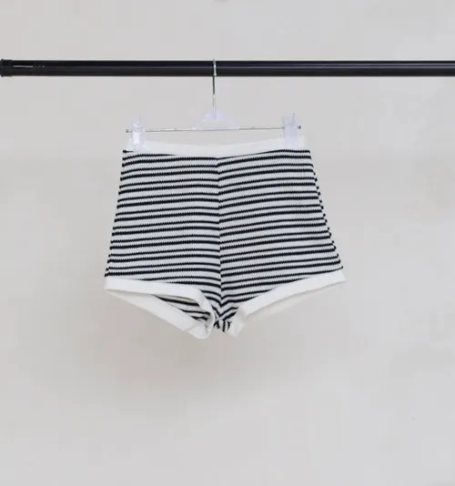 Black and White Striped Shorts