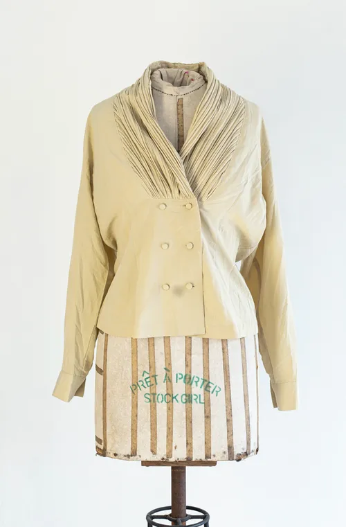 Cream Jacket with Pleated Collar 