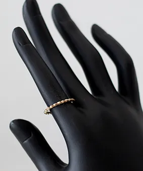 Beaded Gold Ring with Tiny Pearls