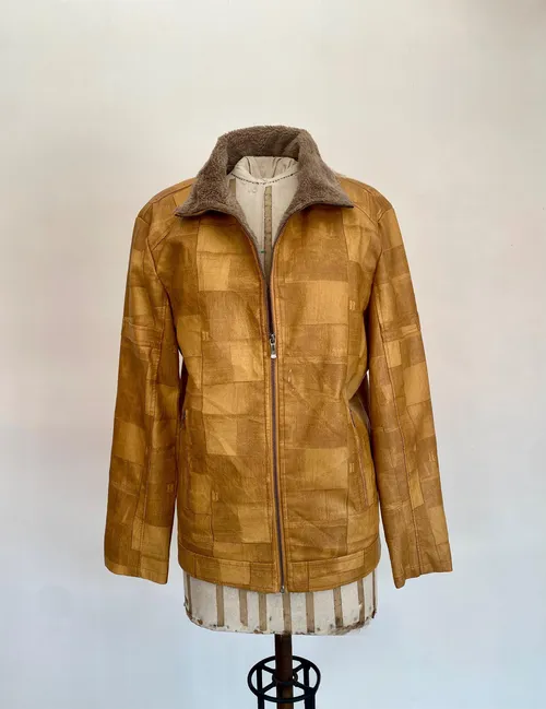 Vintage Men's Brown Leather Patch Jacket