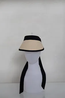 Straw Visor with Black Ribbon