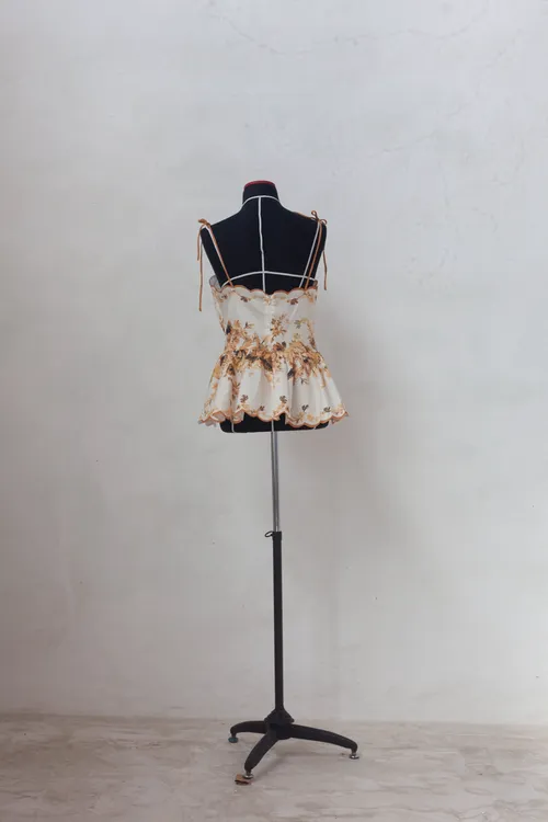 Cream Camisole with Yellow Floral Prints