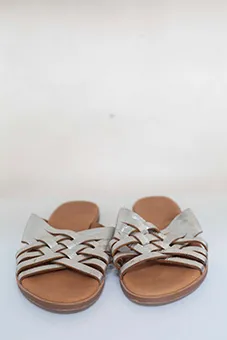 Silver Braided Leather Sandals
