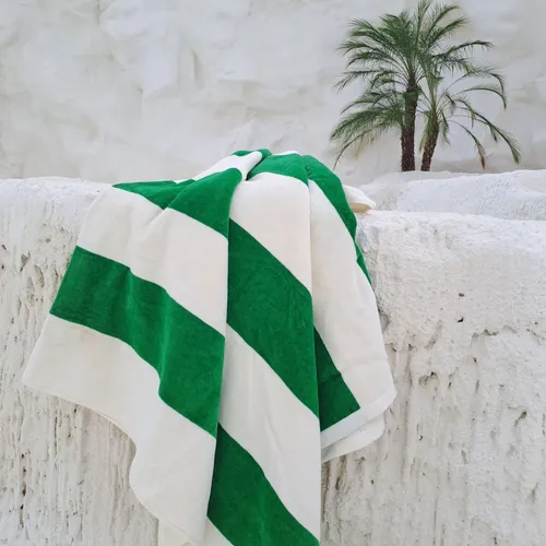 Green White Stripe Towel